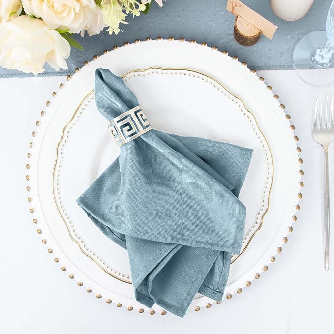 Tableclothsfactory Premium Pack of 100 Dusty Blue Premium 17" x 17" Washable Polyester Napkins Great for Wedding Party Restaurant Dinner Parties for Party & Decorations by TABLECLOTHSFACTORY