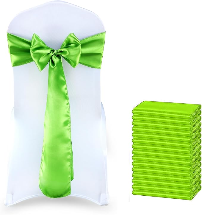 VDS Satin Chair Sashes Chair Cover Back Tie Sateen Bows Ribbon for Wedding Birthday Graduation Engagement Ceremony Event Party Banquet Venue Hotel All Dining Chair Decoration (25PC) (Parrot Green) by VDS