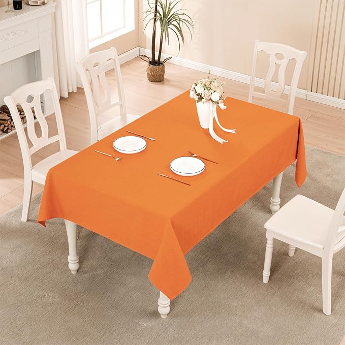 BALCONY & FALCON Rectangle Table Cloth Waterproof Vibrant Orange 95"x55" | Rectangular Washable Wrinkle Resistant Table Cloth Linen Fabric Tablecloths for Dining Party Kitchen Wedding and Outdoor Use - Image 5