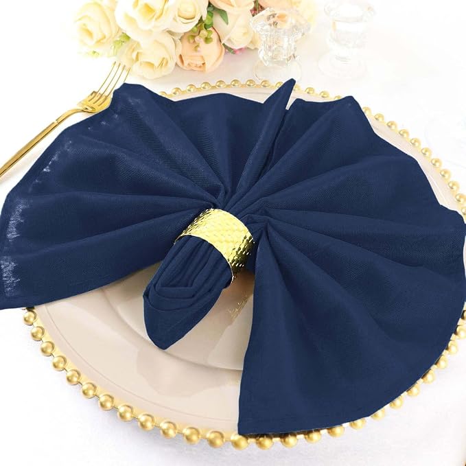 Tableclothsfactory Premium 100 Pack | Navy Blue Seamless Cloth Dinner Napkins, Reusable Linen | 20"x20" for Party & Decorations - Image 2