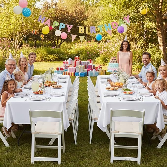 sancua White Tablecloths for 8 Foot Rectangle Tables, 8 Pack 60x120 Inch | Washable Polyester Fabric Table Cloth Cover for Wedding Wedding, Birthday Party, Banquet Reception - Image 4