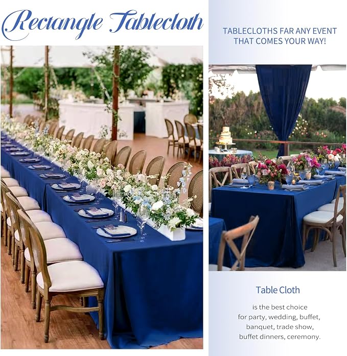 12 Pack Navy Blue Tablecloths for 8ft Tables-60 x 126 Inch | Polyester Table Cover, Stain and Wrinkle Resistant Washable Fabric Table Cloth, Perfect for Wedding Banquet Parties - Image 6