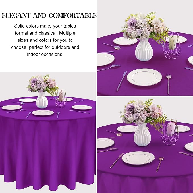 4 Pack Round Tablecloth 90 Inch Purple Polyester Washable Fabric Table Covers for Wedding Dining Table Buffet Parties Banquet Decor - Image 3
