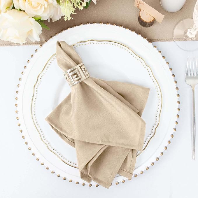 Tableclothsfactory Premium Pack of 25 Nude Premium 17" x 17" Washable Polyester Napkins Great for Wedding Party Restaurant Dinner Parties for Party & Decorations by TABLECLOTHSFACTORY