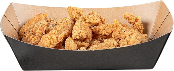 Restaurantware Black Paper lb Food Tray Boat, 7.1 x 5.7 in, 200 Pack - Image 9
