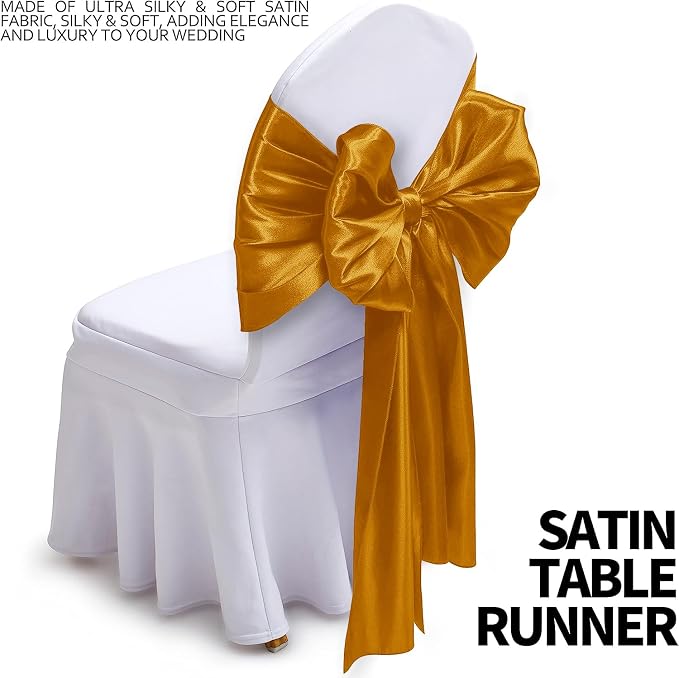 SI Pack of 50 Wedding 12 x 108 inch Satin Table Runner for Wedding, Decorations for Graduations, Engagements, Birthday Parties, Banquets, Runners fit Rectangle, Round Table - Caramel - Image 3