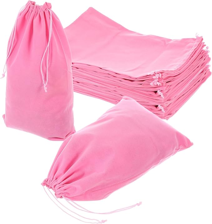 uxcell 20 Pcs Velvet Drawstring Bag, 8 x 12 Inch Jewelry Velvet Pouches Gift Bags for Wedding Party Favor Candy Jewelry Packaging Organizing Storage, Pink by uxcell