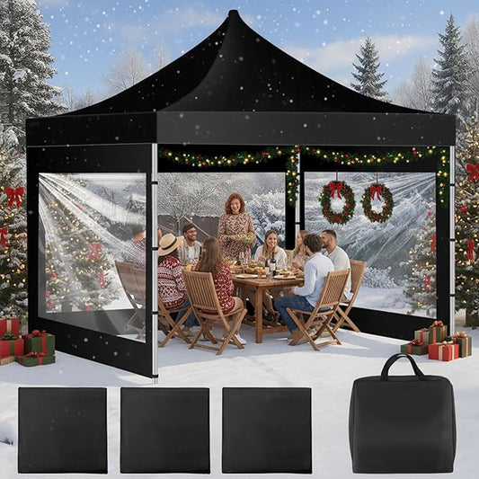 3 Pcs Clear Canopy Sidewalls with Black Storage Bag Window Sidewall for 10 x 10 Inch Tent Waterproof Shade Wall, Sunwalls Only, Canopy Tent Not Included, No Zipper