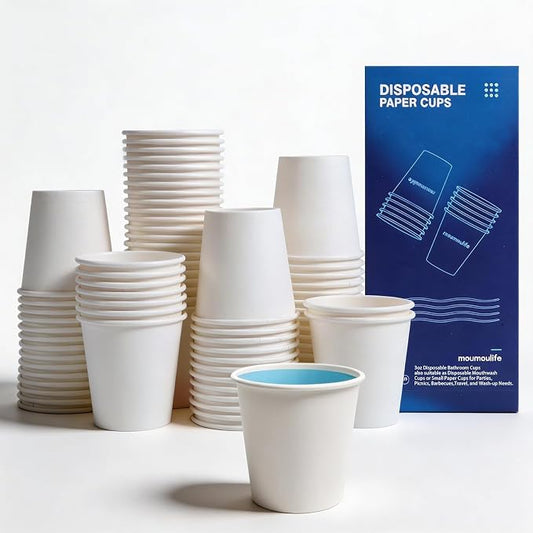 MOUMOULIFE Disposable Paper Coffee Cups 3 oz 300 Count, Bathroom Cups, White Mouthwash Cups, Leak-Proof Small Paper Cups For Mouthwash & Daily Use, Home & Travel by moumoulife