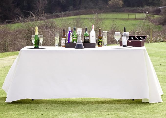 LTC LINENS 10-Pack White Rectangular Tablecloths 90 in x 132 in with Rounded Corners - Ideal for 6 ft Tables with Floor-Length Drop - Bulk Polyester Fabric Cloth Table Covers for Wedding, Party - Image 5