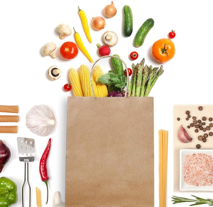 MESHA Brown Paper Bags 10x5x13 200Pcs Medium Gift Bags with Handles Bulk | Kraft Paper Bag for Small Business,Birthday Wedding Party Favor Bag, Shopping - Image 6