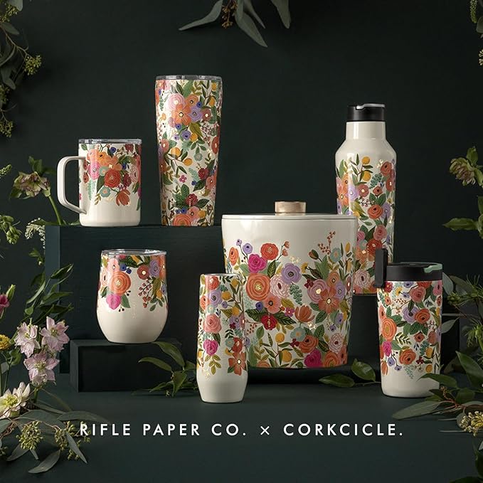 Corkcicle Insulated Ice Bucket with Lid - Stainless Steel - 100 oz - Garden Party Cream