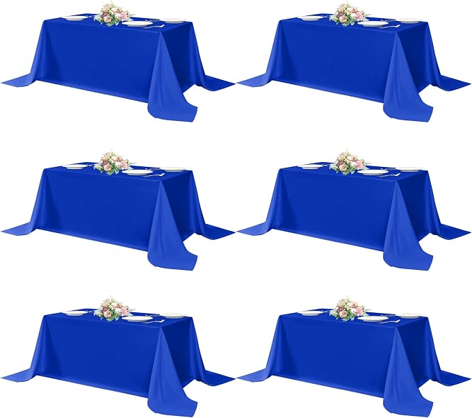 sancua Royal Blue Rectangle Tablecloths 90x156 Inch, 6 Pack | Washable Fabric Table Cloth, Large Reusable Polyester Covers for Wedding, Party, Birthday, Banquet by sancua
