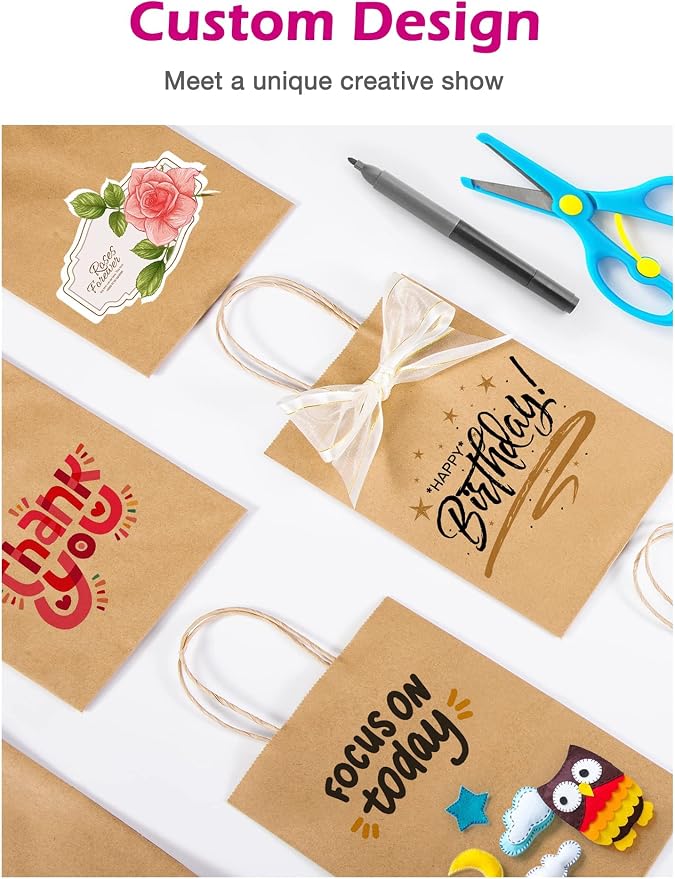 MESHA 400Pcs Brown Paper Bags with Handles 5.25x3.75x8 Small Gift Bags Bulk | Heavy Duty Kraft Bag for Small Business,Birthday Wedding Party Favor, Paper Shopping - Image 5