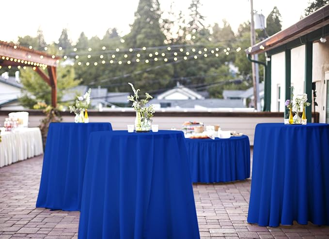 fani 10 Packs Royal Blue Round Tablecloth - 120 Inch, Polyester | Table Cloth for Round Tables, Washable Fabric, TableCovers for Wedding, Party, Banquet, Dining Tables, Camping - Image 7