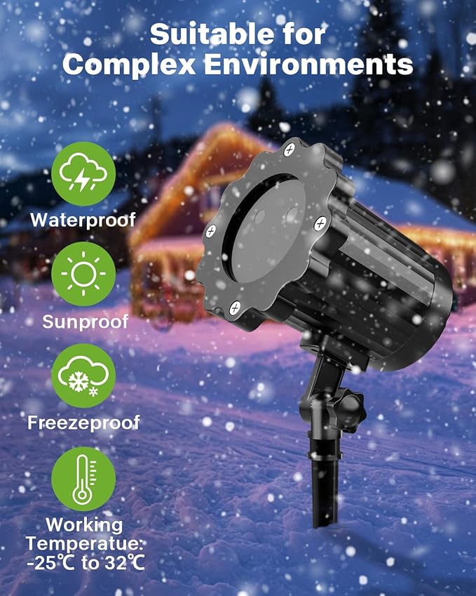 Laser Christmas Projector Lights Outdoor, 2025 Upgraded Christmas Laser Lights Landscape Spotlight Red and Green Star Show with Remote Control, Holiday Projector Decorations for House/Garden/Party