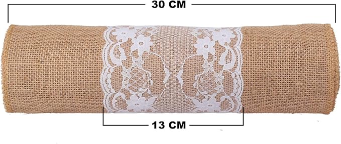 MDS 5 PCS 100% Natural Burlap Table Runners 12" x 72" with Lace, Rustic Farmhouse Country Vintage Boho Jute Runner for Wedding Reception Birthday Party Home Kitchen Dining Coffee Table Decoration - Image 3