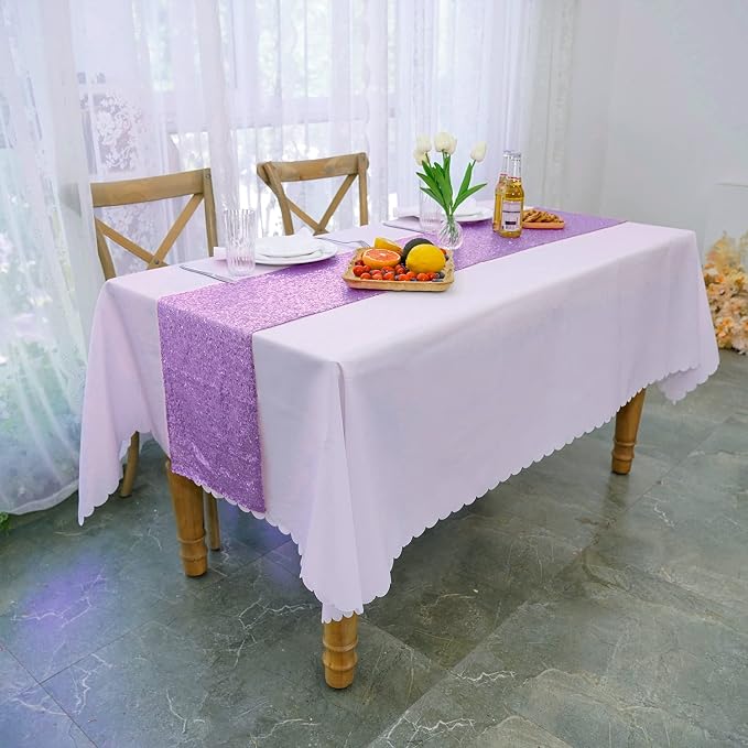 Lavender Sequin Table Runner 12 Pack, 12''x72 Glitter Table Runner - Image 4