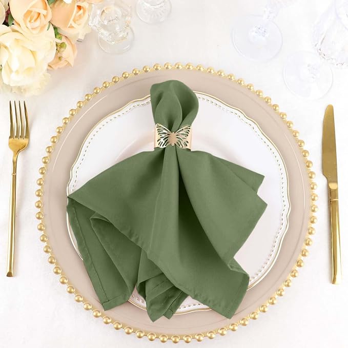 Tableclothsfactory Premium 100 Pack | Olive Green Seamless Cloth Dinner Napkins, Wrinkle Resistant Linen | 17"x17" for Party & Decorations - Image 6