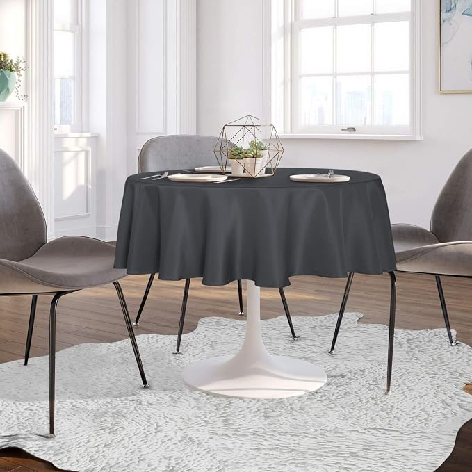 sancua Grey Tablecloth 60 Inch Diameter for 20-48 Inch Tables - Image 3