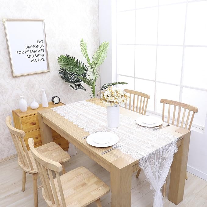White Lace Table Runner 2 Pcs 30 x 120 Inch Vintage Rustic Table Linens - Image 2