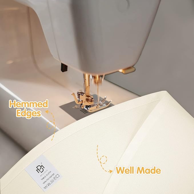BRILLMAX 4 Pack Ivory Round Tablecloths 108 Inch for 48" Tables | 150 GSM Polyester Fabric, Floor Length Drop, Water, Stain & Wrinkle Resistant Cloth Cover for Wedding Reception Banquet Party - Image 4