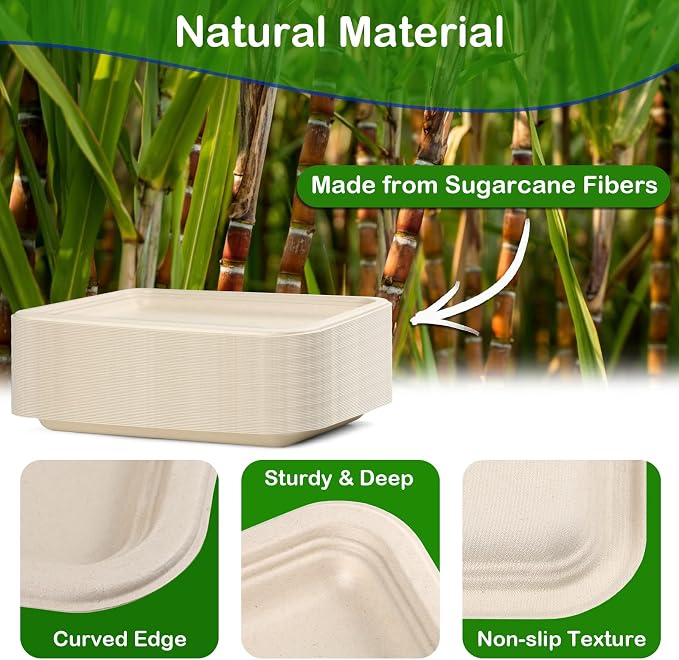 14 inch Large Paper Plates, 50 Pack Disposable Trays, 100% Compostable Paper Plates Heavy Duty, Eco Friendly Disposable Plates, Brown Paper Plates Dinner for Party BBQ Picnic | Heavy Duty Compostable Plates for Party Picnic Outdoor, Eco Friendly Dispos... - Image 3