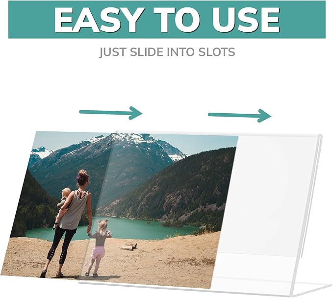 pbf 7x5 Acrylic Sign Holder | 7 x 5 Horizontal Stand Up Slanted Sign Holder | Acrylic Stands for Display | Clear Picture Frame, Menu Table Top Stand, Plastic Flyer Holder (96-Pack) - Image 5