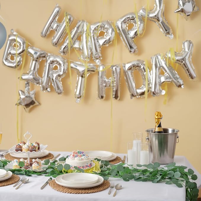 CQURE 16Pcs Eucalyptus Garland,Artificial Eucalyptus Leaves Table Greenery Garland Wreath Vines for Wedding Party Table Fireplace Bedroom Wall Room Decor - Image 5