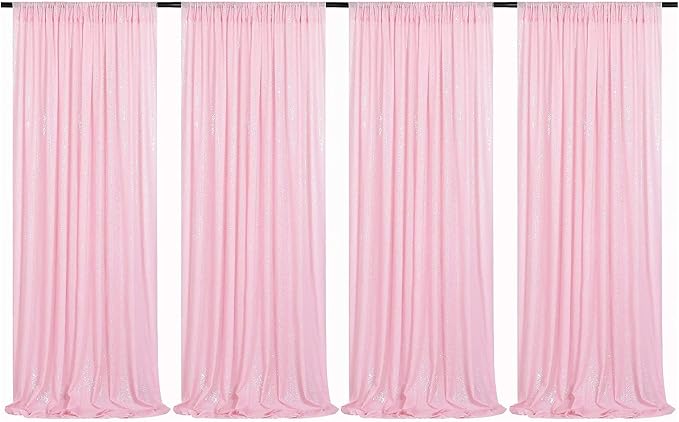 Pink Sequin Backdrop Curtains 4 Panels 2FTx8FT by HMQIANG