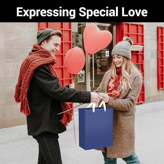 EUSOAR Paper Gift Bags with Handles, 12pcs 9.8"x5.1"x12.6" Navy Blue Kraft Paper Shopping Bags, Party Favors Grocery Retail Shopping Paper Bag Wedding Birthday Party Favors, Grocery Retail Craft Bag - Image 6