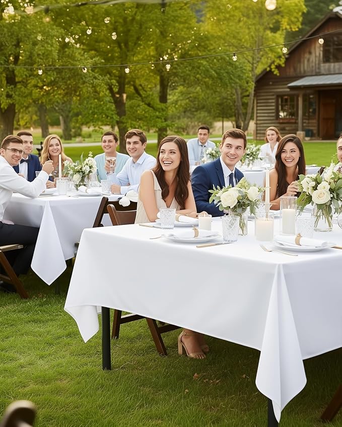 Utopia Kitchen Rectangle Table Cloth 2 Pack [60x102 Inches, White] | Tablecloth Machine Washable, Polyester Table Cover for Dining, Buffet Parties, Picnics, Events, Weddings and Restaurants - Image 8
