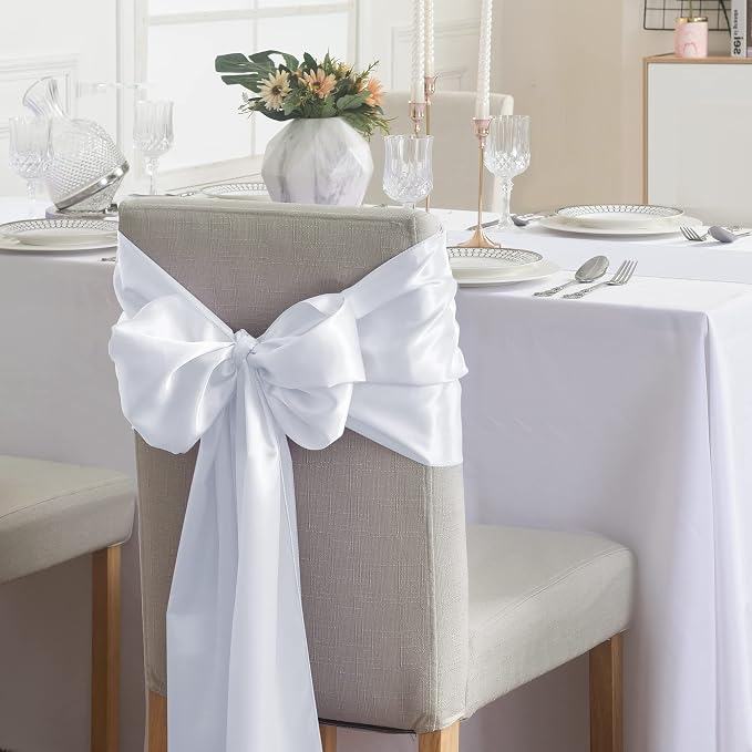 12Pack Table Runner 12 x 108 Inches Satin Silk Table Runner for Wedding, Birthday Party, Banquets, Graduations Decoration, fit Rectange and Round Table-White - Image 6