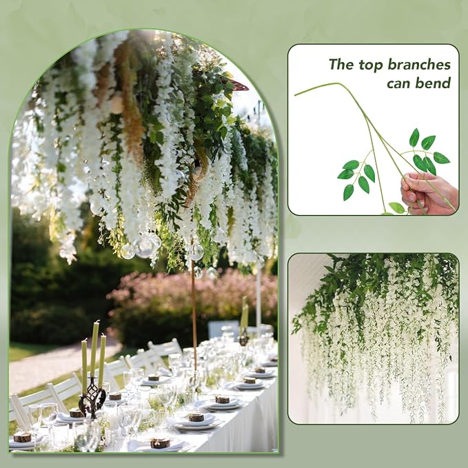 Alotiki Wisteria Hanging Flowers,36 Pack Fake Hanging Flowers,Wisteria Artificiales Garland for Home Wedding Arch Floral Party Garden Ceremony Outdoor Decor,3.6 Feet Long(36,White) - Image 7