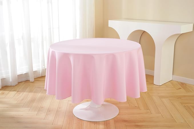 10 Pack Round Tablecloth 90 Inch Pink Tablecloth, Polyester Fabric Washable Table Cloth for Home, Party, Wedding or Restaurant Use. - Image 5