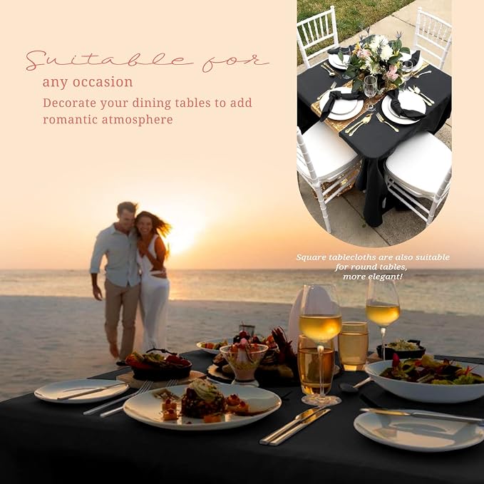 Showgeous 8 Pack White Polyester 52x52 Inch Tablecloths | Soft polyester, wrinkle resistant, fade resistant, smooth finish, fine stitching, folded hems, reusable, machine washable - Image 3