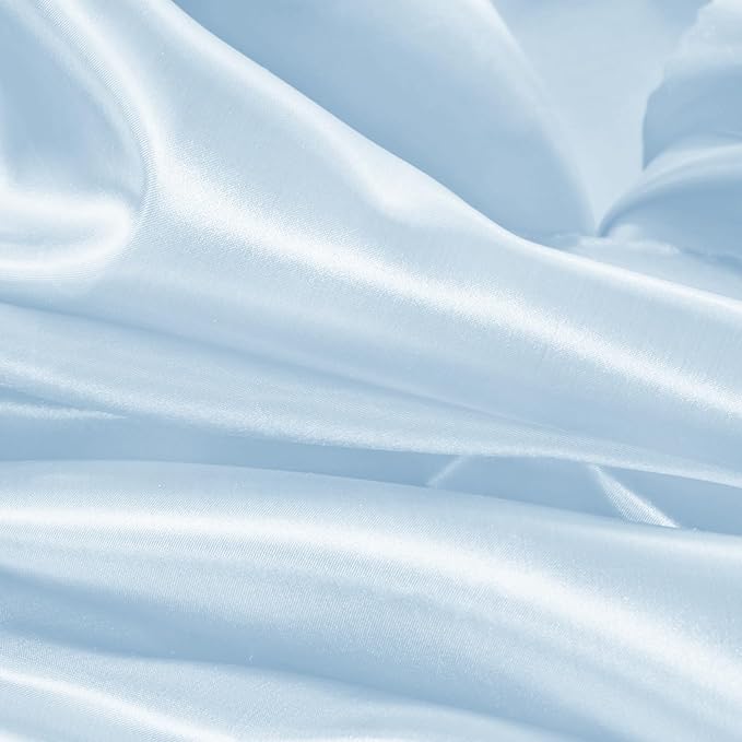 Horbaunal 2 Pack Light Blue Satin Tablecloth 60 x 102 Inches Rectangle Satin Table Cover Bright Silky TableCloths Smooth Table Decoration for Wedding Party Banquet