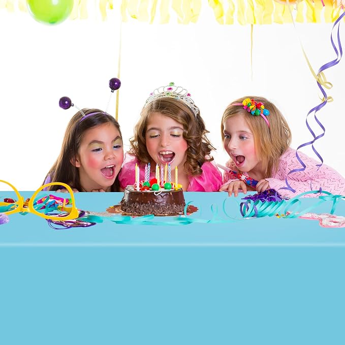 54 Inch x 300 Feet Light Blue Plastic Tablecloth Roll Disposable Table Cloth with Cutter Box Plastic Table Cover for Party - Image 7