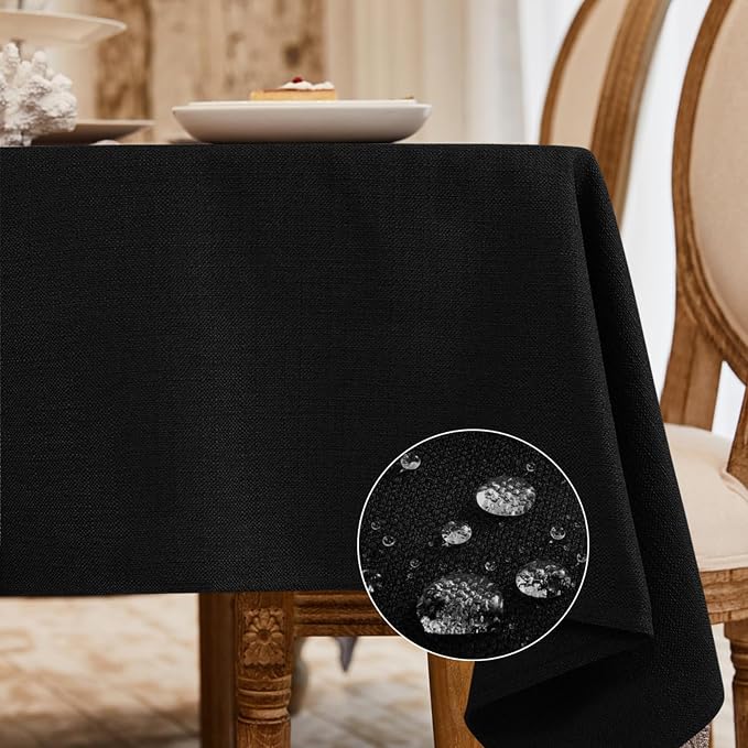BALCONY & FALCON Rectangle Table Cloth Waterproof Graphite Black 70"x55" | Rectangular Washable Wrinkle Resistant Table Cloth Linen Fabric Tablecloths for Dining Party Kitchen Wedding and Outdoor Use by BALCONYFALCON