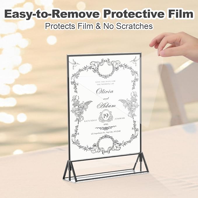 Daofary Acrylic Sign Holder 5 x 7, 14 Pack Black Double-Sided Frames | Clear Display Stands for Menus, Flyers, Weddings and Restaurants - Image 4