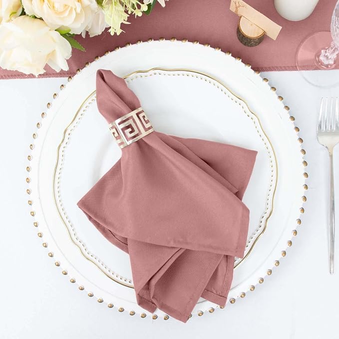 Tableclothsfactory Premium Pack of 100 Dusty Rose Premium 17" x 17" Washable Polyester Napkins Great for Wedding Party Restaurant Dinner Parties for Party & Decorations by TABLECLOTHSFACTORY