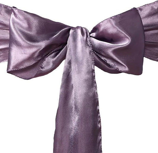 10 Amethyst Satin Elegant Chair Cover Bows Sashes Wedding Banquet Decorations Party Supplies Engagement Events Reception by BalsaCircle