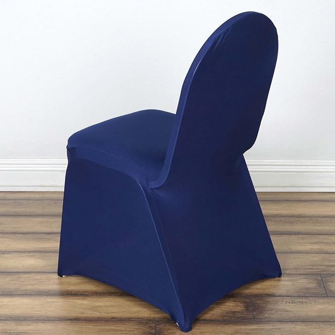 Efavormart 1 Set Spandex Stretch Navy Blue Chair Covers Universal Banquet Chair Covers for Party Dining with Foot Pockets Washable Wedding Chair Slip Covers for Outdoor - Image 8