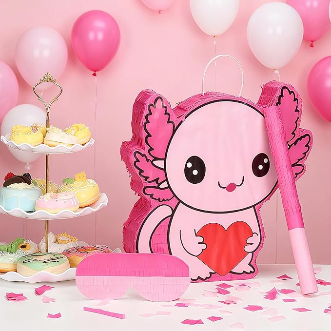 Axolotl Piñata Valentine's Day Axolotl Themed Animal Piñata for Fiesta Party Supplies Festivals Holiday Photo Props Fiesta Party Supplies, Birthday Centerpiece Decor