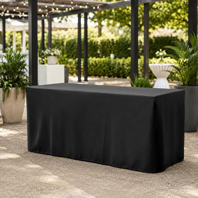 Surmente 5 Pack Black Table Cloths for 6 Foot Rectangle Tables, 30x72 Inch | Fitted Table Cover Protector, Wrinkle Free, Washable Polyester Fabric, 6ft Table Cloth For Trade Show, Display, Wedding - Image 5