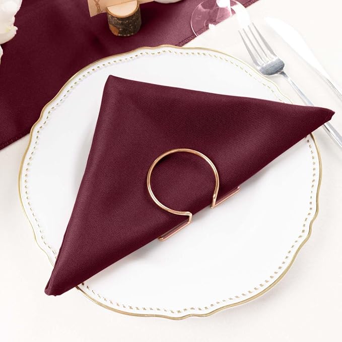 Tableclothsfactory Premium 100 Pack | Burgundy Seamless Cloth Dinner Napkins, Reusable Linen | 20"x20" for Party & Decorations - Image 2