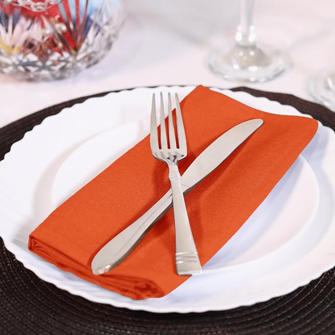 Utopia Home [12 Pack, Orange] Cloth Napkins 18x18 Inches, 100% Polyester | Hemmed Edges, Washable and Reusable Ideal for Parties, Weddings and Dinners - Image 8