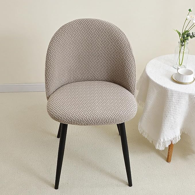 Dining Room Chair Covers Set of 4 Mid Century Modern Dining Chair Covers Curved Back Chair Cover Armless Chair Slipcovers for Kitchen,Office,Living Room, Khaki - Image 6