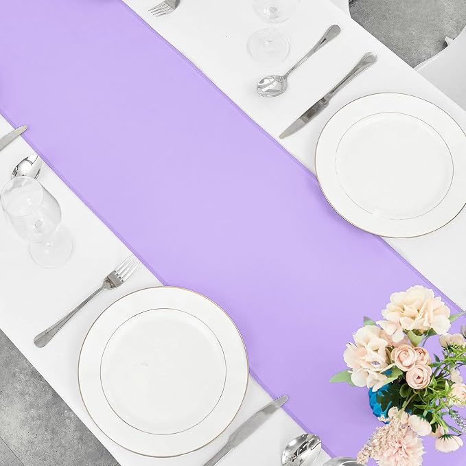 4-Pack Lavender Satin Table Runner 12 x 108 Inch Long Bright and Smooth Silk Fabric Table Runner for Wedding Banquet Birthday Party Decoration - Image 7