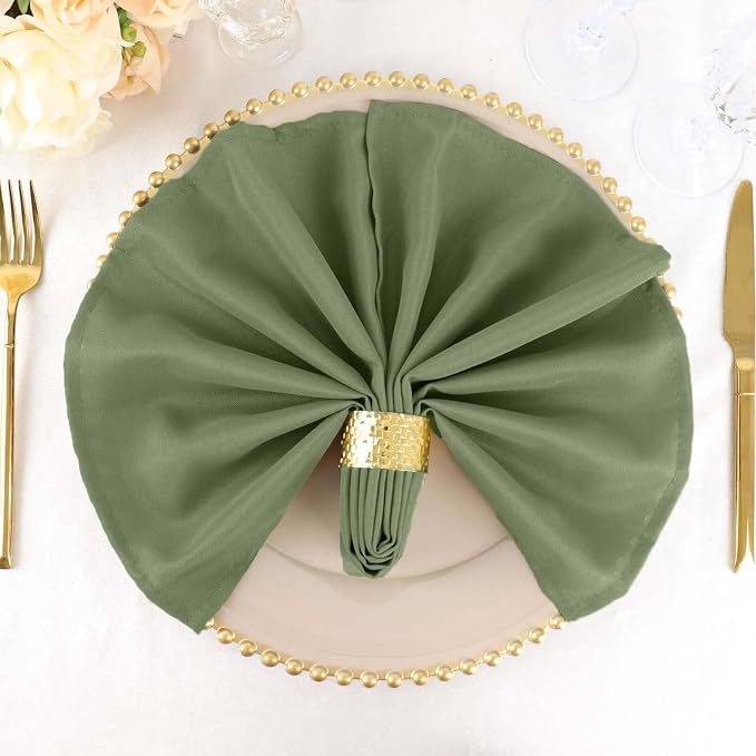 Tableclothsfactory Premium Pack of 25 | Premium Eucalyptus Sage Green 20" x 20" Washable Polyester Napkins Great for Wedding Party Restaurant Dinner Parties for Party & Decorations by TABLECLOTHSFACTORY